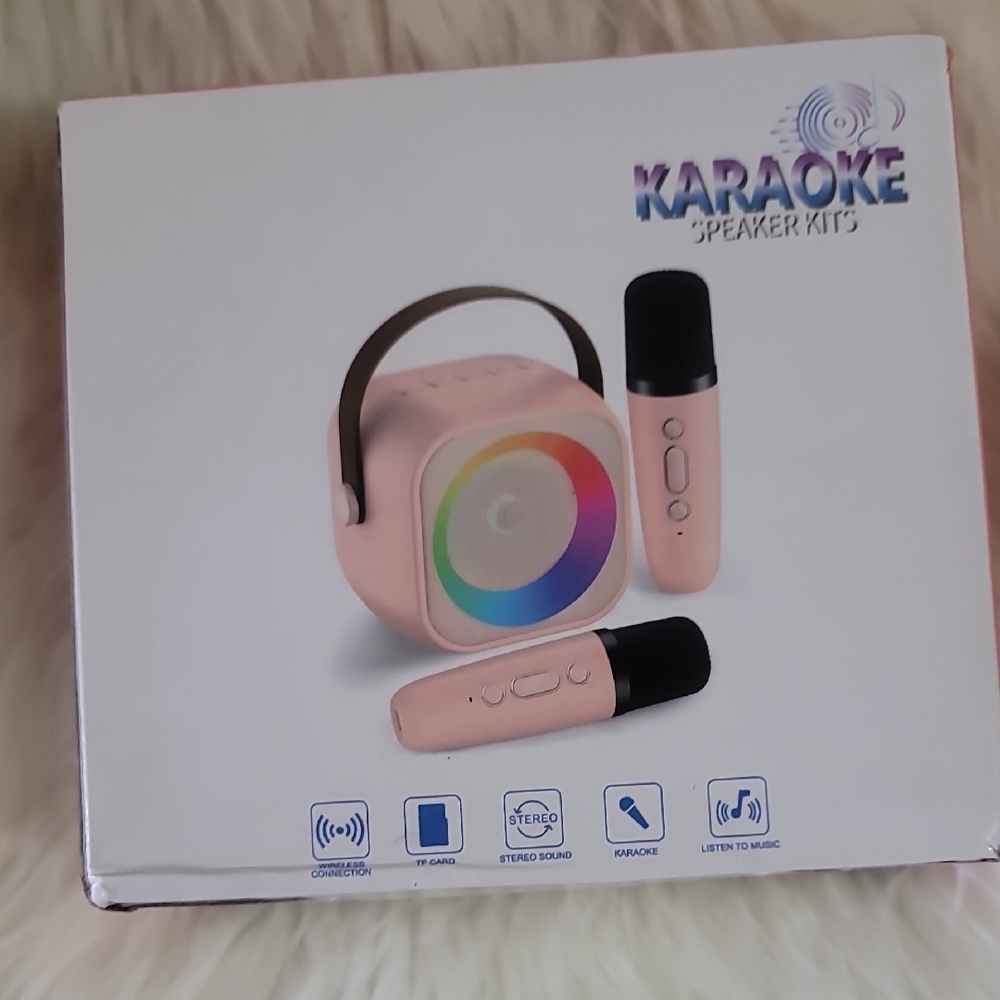 Karaoke Speaker Kit with Pink Microphones